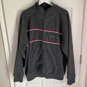 Mens‎ Nautica Jeans Co Type N-3 Full Zip Gray Fleece Jacket Size L